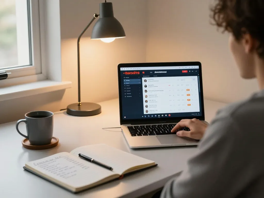 Person engaging with nhandinhkeonhacai betting interface on a sleek laptop in a cozy home setup