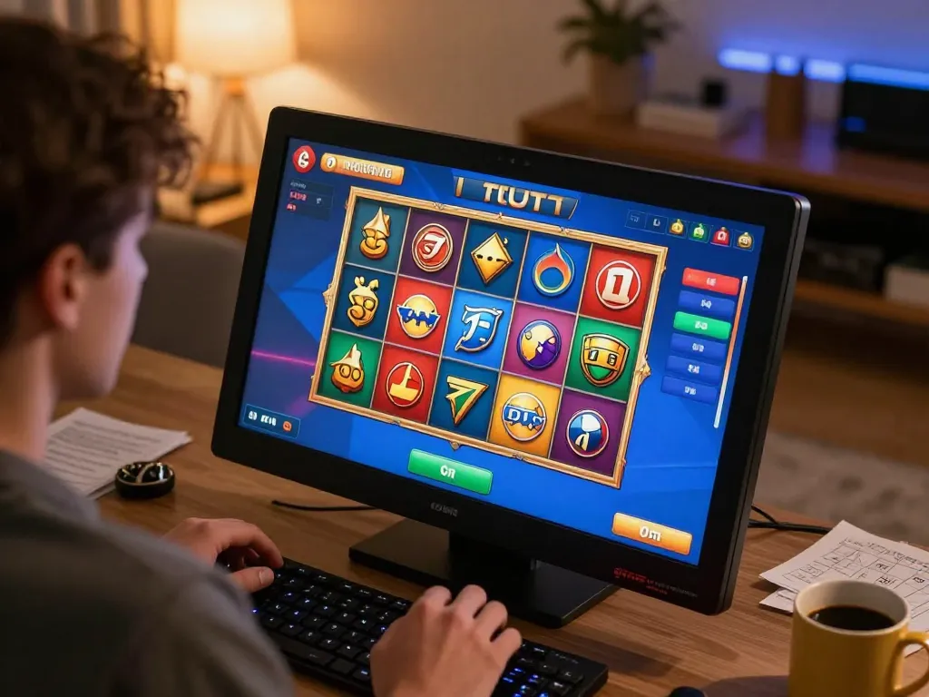 Engaging gameplay action on a toto slot screen, showcasing a vibrant online gaming scene.