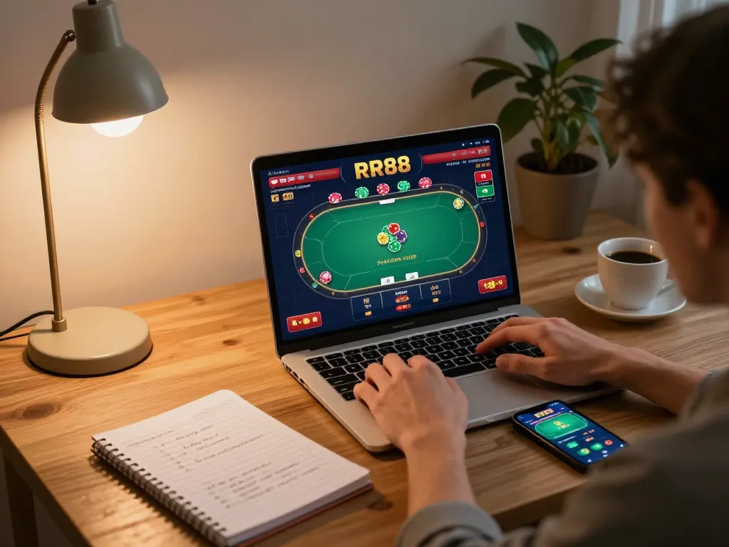 Engaging online game at RR88 showcasing a player strategizing bets on a laptop