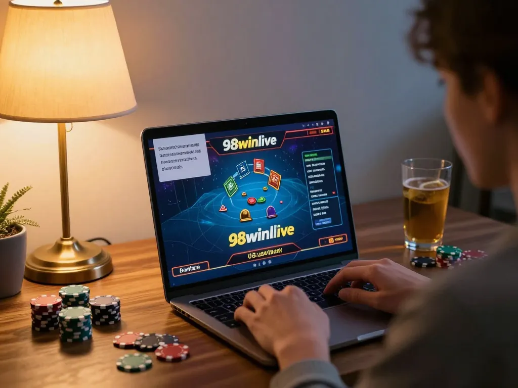 Player enjoying online gaming on 98winlive with vibrant atmosphere and strategic planning.