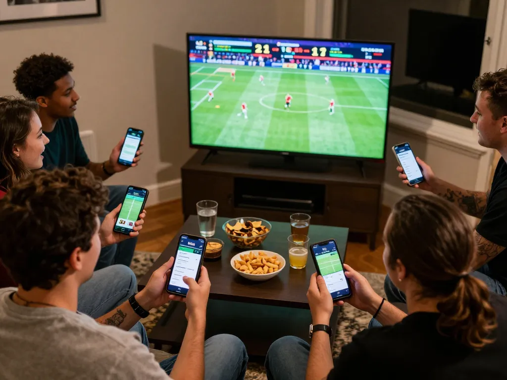 Ligalexus users actively placing bets during a live sports game, showcasing a thrilling group atmosphere.