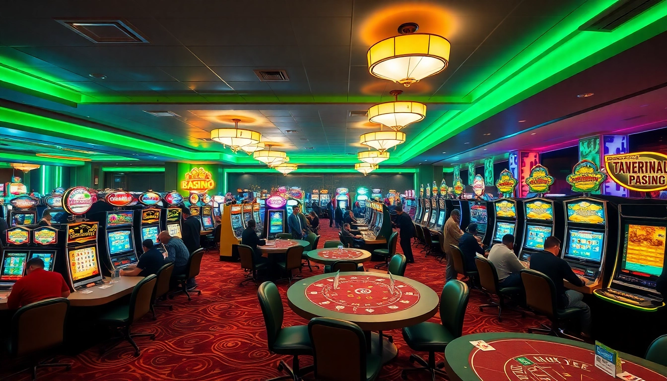 Experience thrilling games of Non Uk Casino in a vibrant gaming room filled with players.