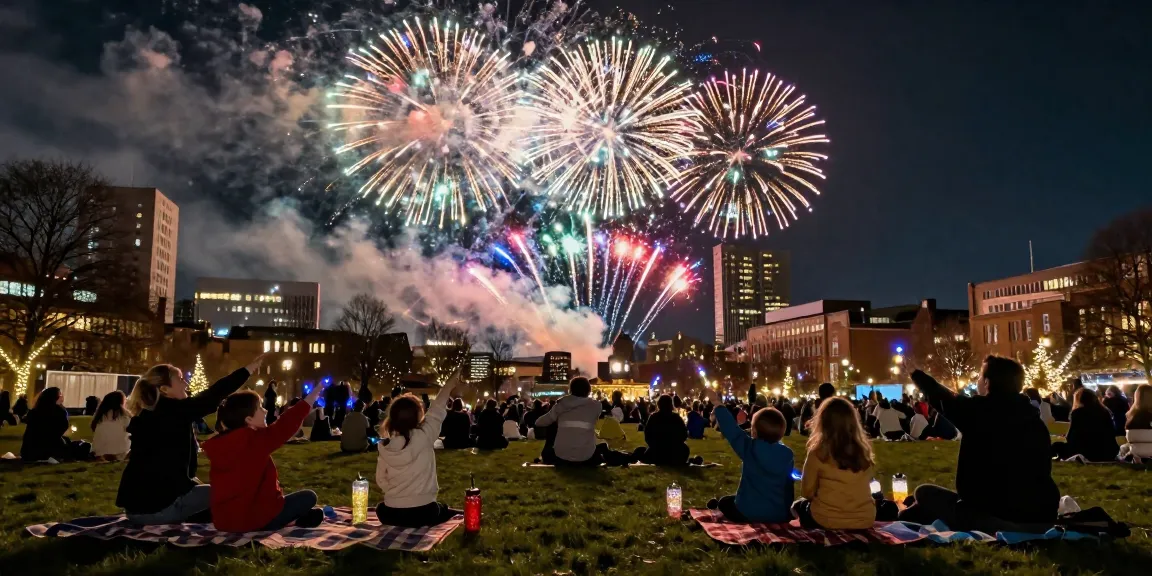 Exciting Manchester fireworks lighting up the night sky in a festive celebration.