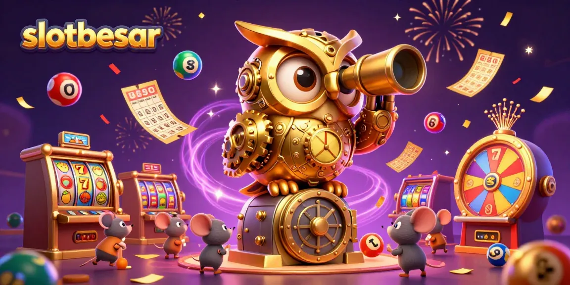 Experience the excitement of slotbesar through a vibrant casino scene filled with lucky charm elements.