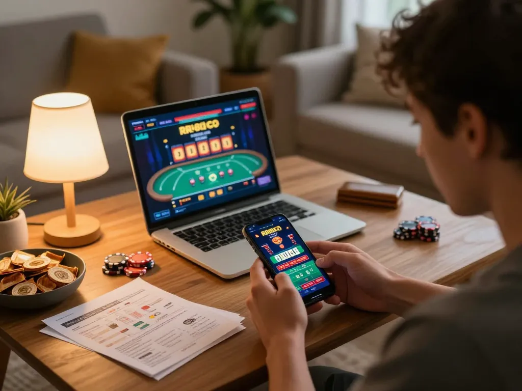 Player engaging with the RR88CO casino app, ready for an exciting online gambling experience.