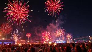 Celebrate with wholesale fireworks lighting up the night sky during an outdoor event.