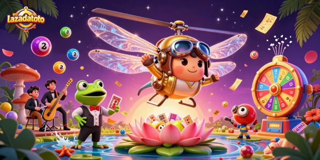Experience thrilling gaming at lazadatoto with a vibrant 3D illustration of a casino scene.